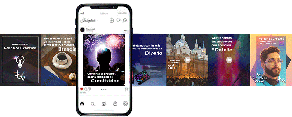 Carrusel de Instagram personal de John Vicent — diseño gráfico para redes sociales