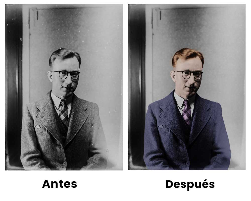 Restauración fotográfica de retrato masculino — retoque editorial por John Vicent