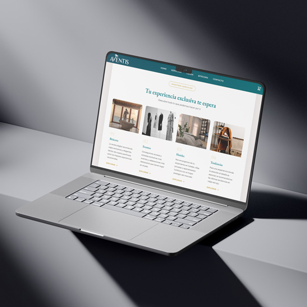 Mockup del proyecto web Aventis, diseñado y desarrollado con Astro por John Vicent