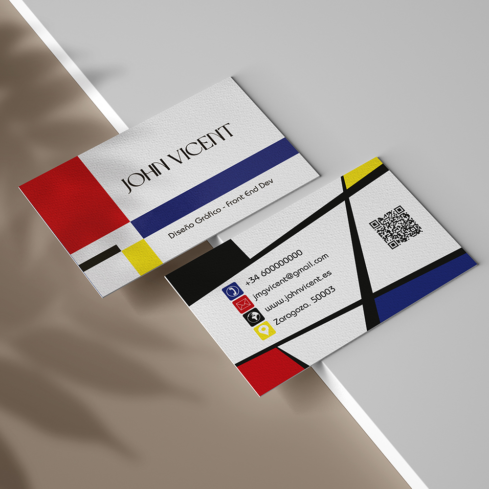 Tarjeta de presentación personal de John Vicent — diseño de identidad visual propia